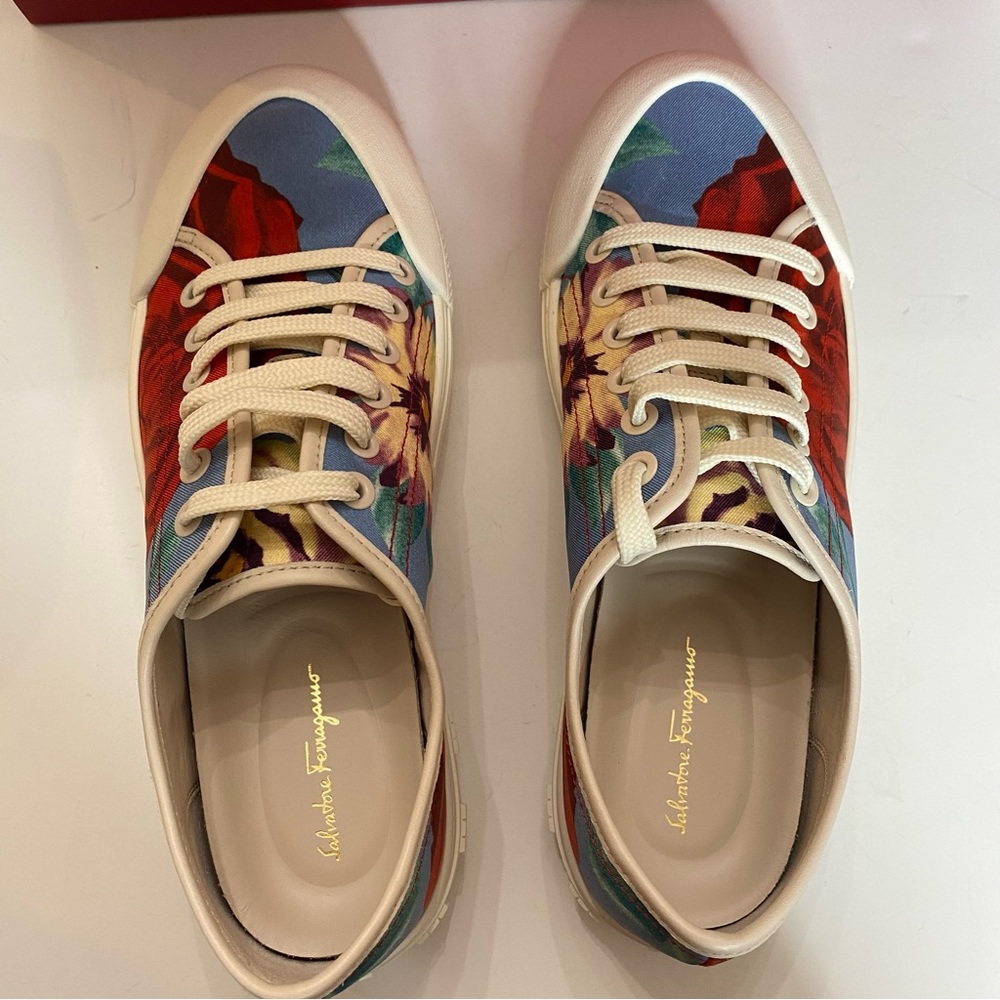 Salvatore Ferragamo Multicolor Floral Printed Sneakers NWT 6C - Picture 5 of 6